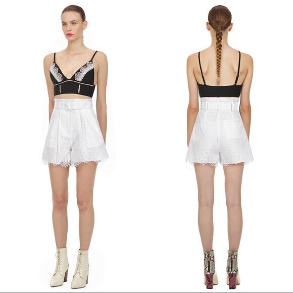 Self-Portrait white lace shorts size US6 high waisted - Picture 3 of 12